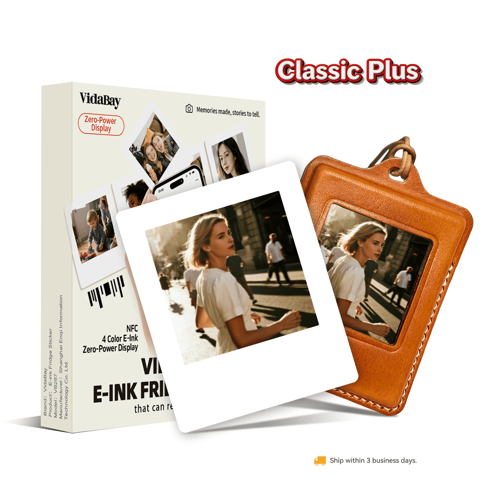 vidabay eink White E-Ink Fridge Magnet & Genuine Leather Case Set - Image 1