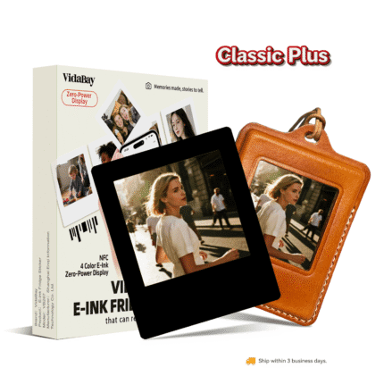 Black E-Ink Fridge Magnet & Genuine Leather Case Set