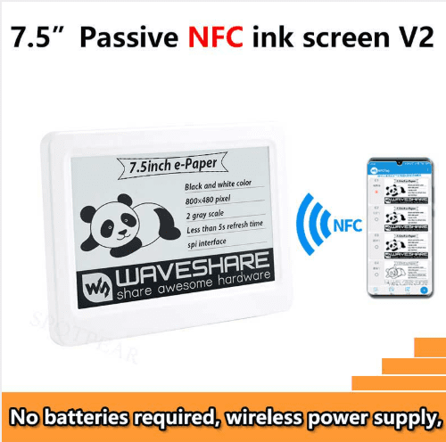 Spotpear 7.5-inch Passive NFC E-Paper V2