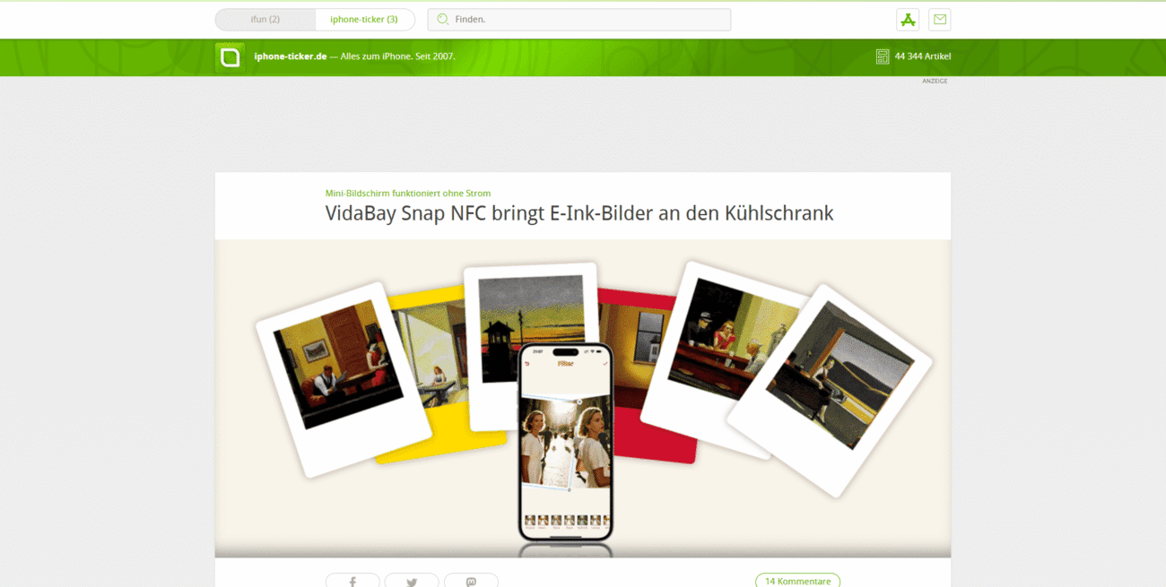 VidaBay Snap Featured on German Tech Outlet iPhone Ticker