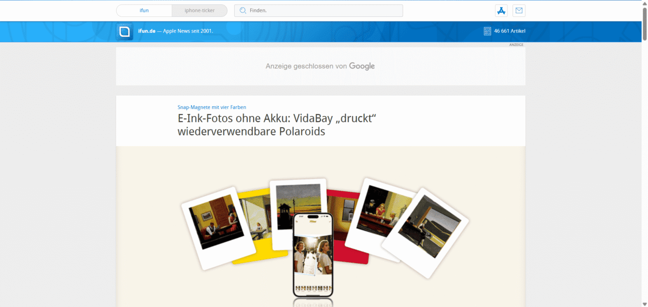 VidaBay Snap Reviewed by German Tech Outlet iFun.de
